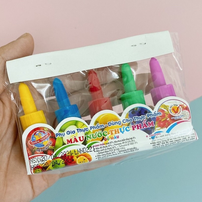 Combo 5 màu thực phẩm Màu thực phẩm làm bánh và làm slime an toàn