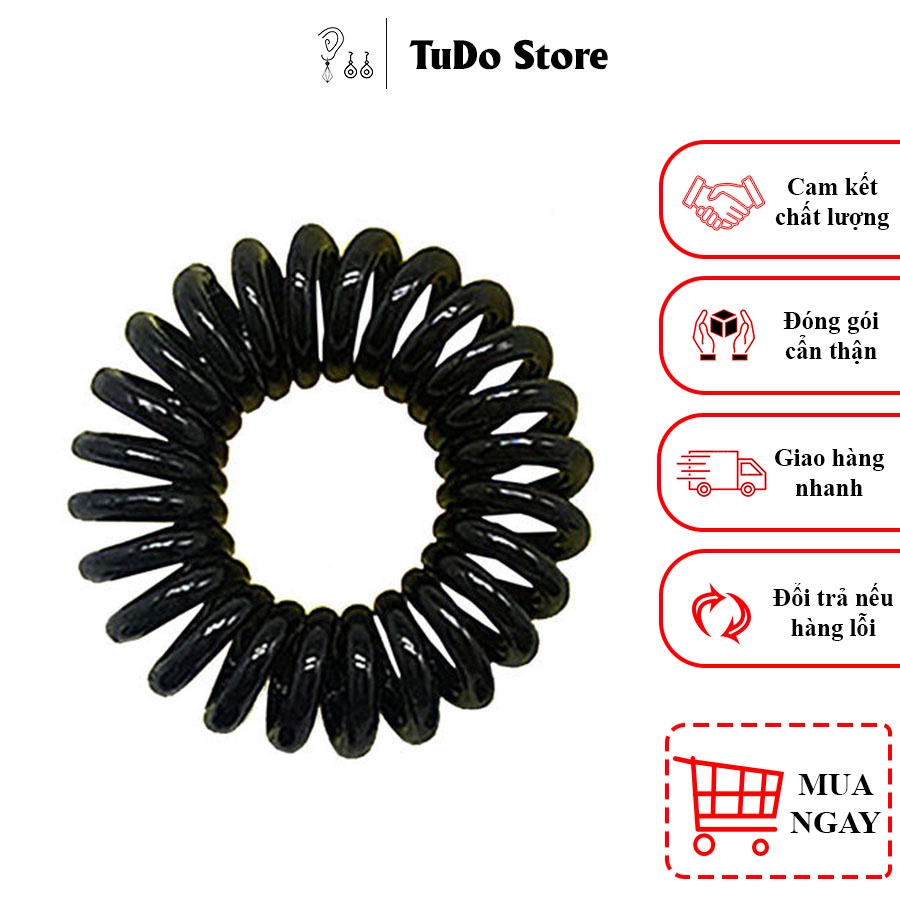 Dây buộc tóc lò xo màu đen P04