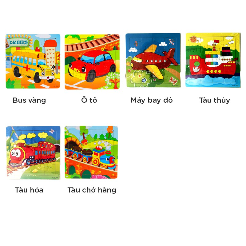 [16 miếng] Đồ chơi tranh ghép hình gỗ puzzle - Bộ ghép hình - Tranh xếp hình