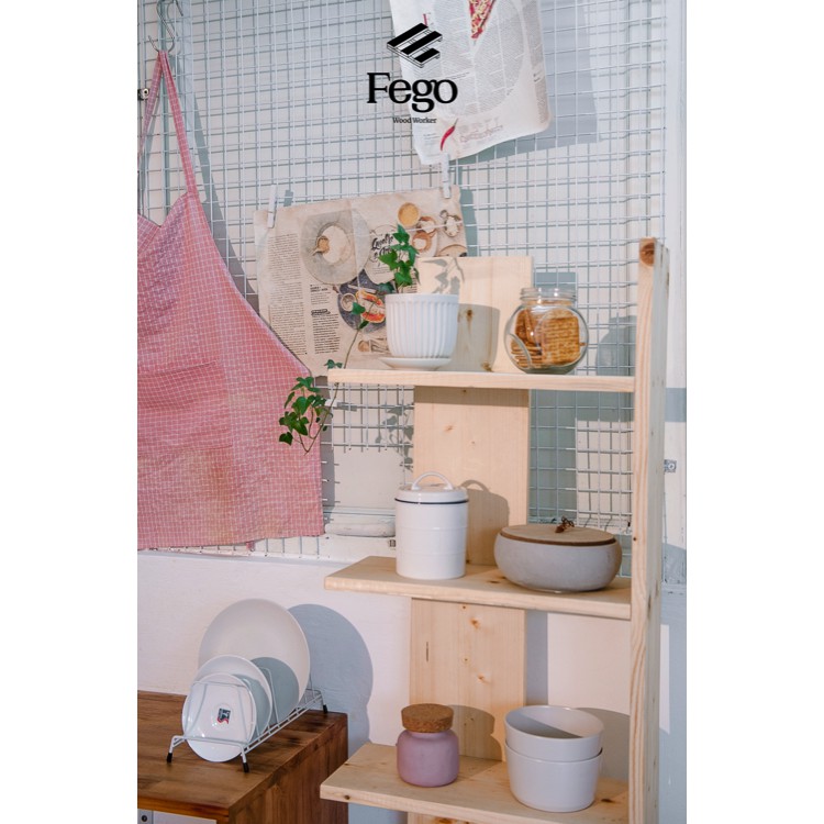 Kệ góc tường đứng gỗ thông/ Kệ đứng góc 5 ngăn trang trí nhà