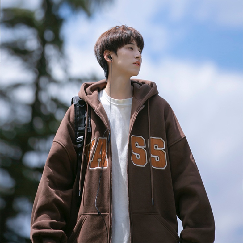 Áo hoodie Dài Tay Có Khóa Kéo In Chữ Thời Trang Cho Nam Nữ