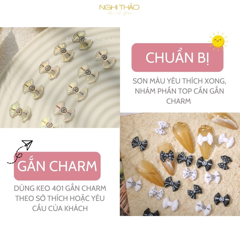 Charm nail nơ thương hiệu NGHI THẢO trang trí móng