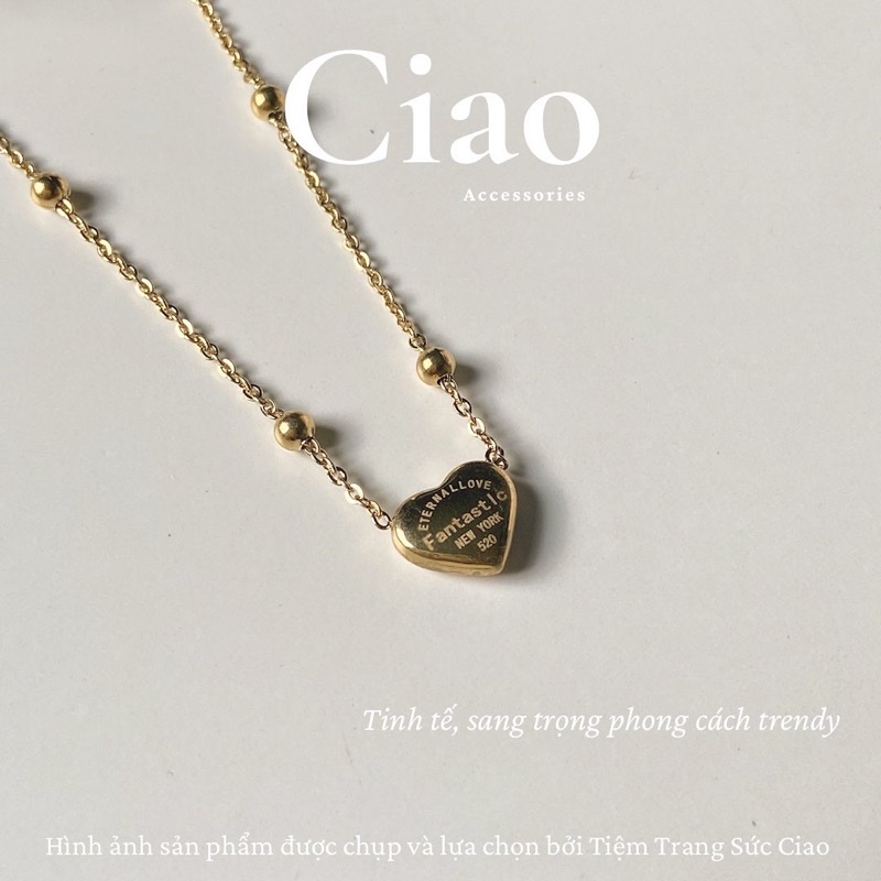 [NEW ITEM] Vòng cổ/ Dây chuyền titan không gỉ hình tim khắc chữ tinh tế Fantastic Love Ciao