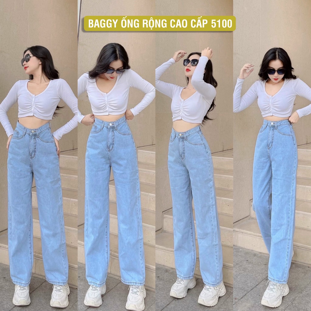 Quần baggy nữ quần jean ống đứng dáng lửng 9 tấc mang trên mắt cá BG513