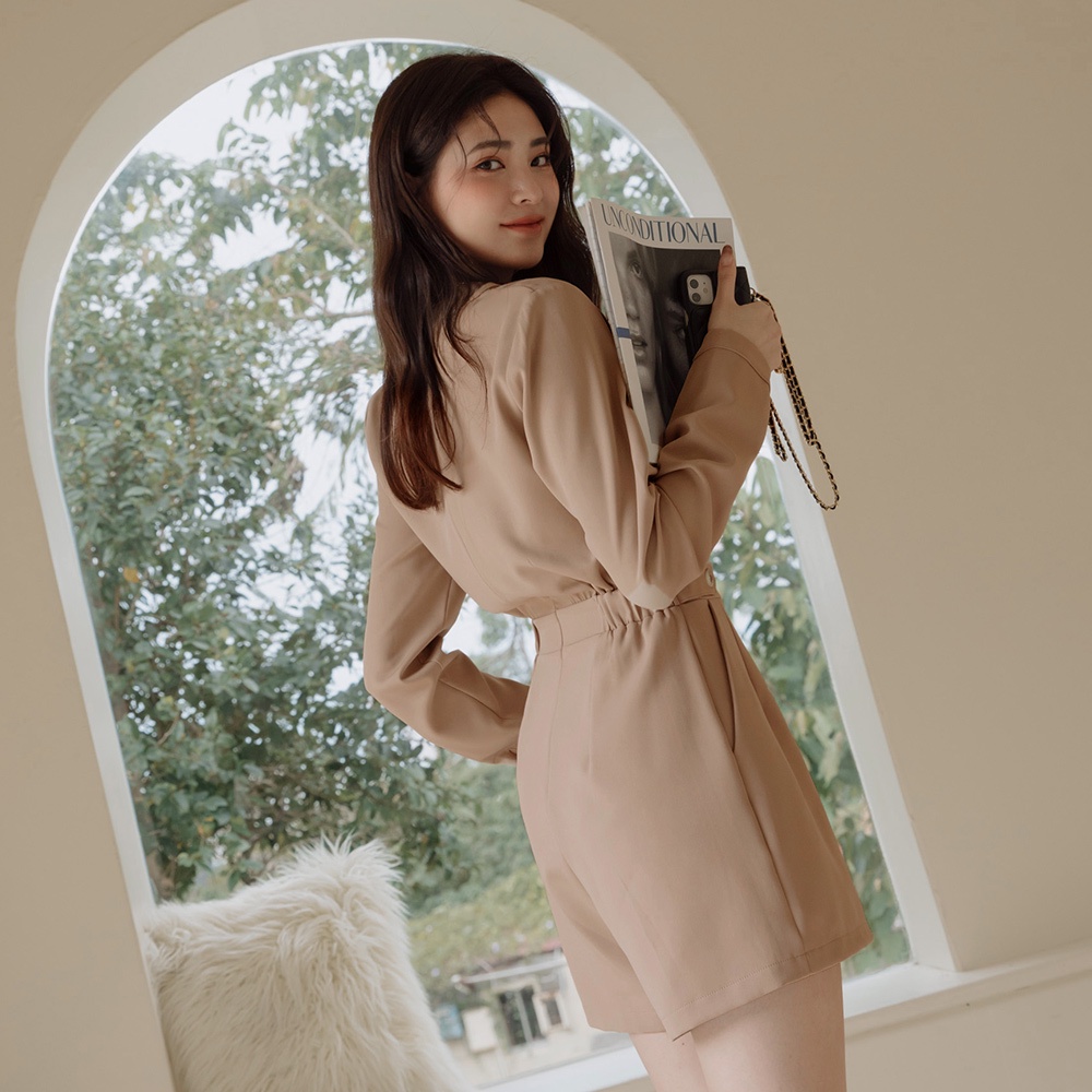 Jumpsuit tay dài cài nút túi trước nữ Air Space Lady 2141828002