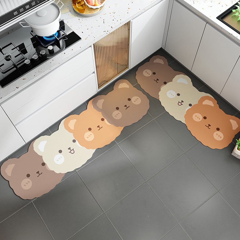 Thảm Lót Sàn Nhà Bếp In Hoạt Hình Chú Chó Đáng Yêu Giặt Sạch Tiện Lợi