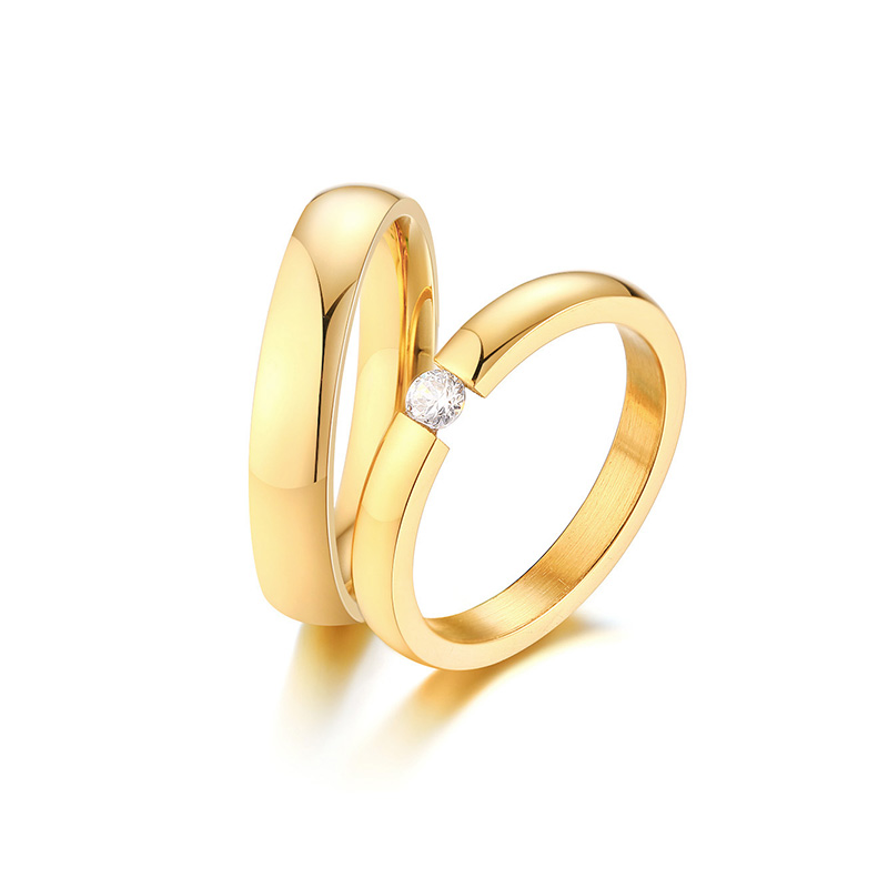 Nhẫn đính hôn VNOX bằng thép không gỉ đính đá zircon thời trang