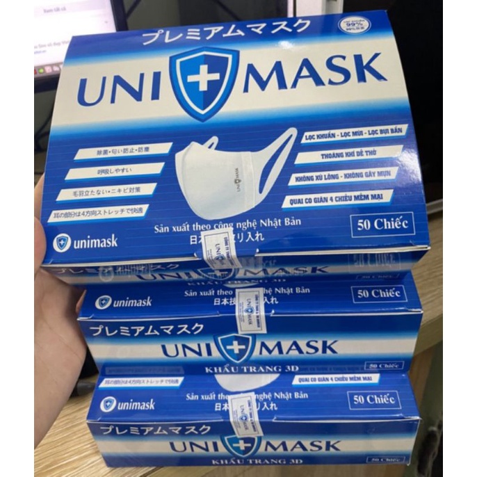 Combo 50c Khẩu trang 3D Uni mask chính hãng, chống bụi mịn