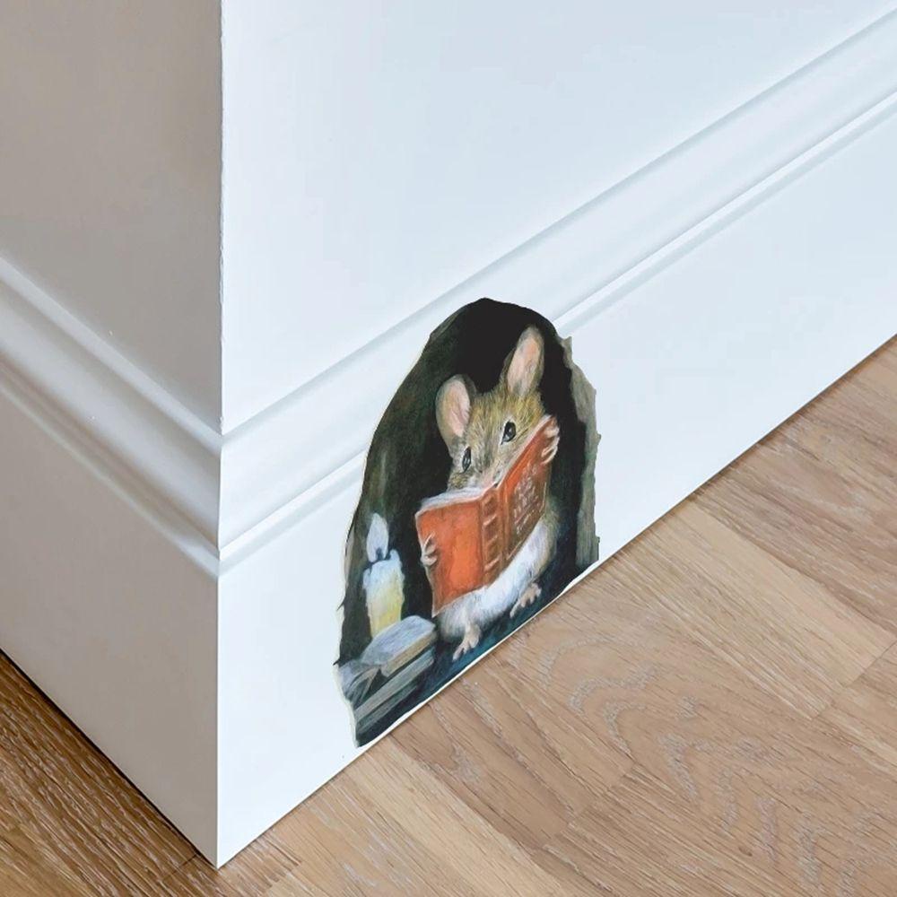 Decal dán tường Họa Tiết Chú Chuột Hoạt Hình Vui Nhộn Để Trang Trí
