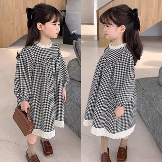 A257- váy dạ kẻ viền ren cho bé