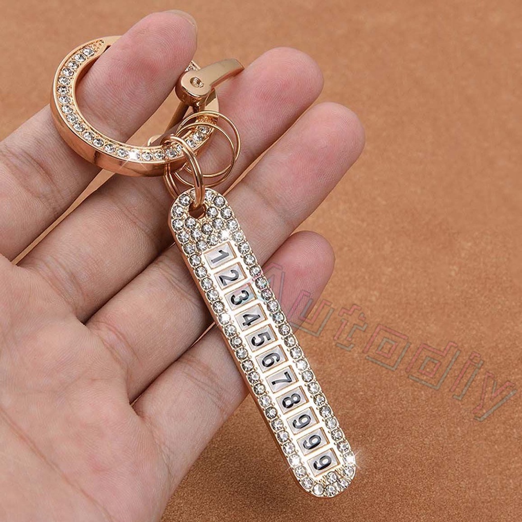 Thẻ Số Điện Thoại Đính Đá Sang Trọng  treo Móc khóa , ví chống thất lạc tiện dụng cho xe hơi
