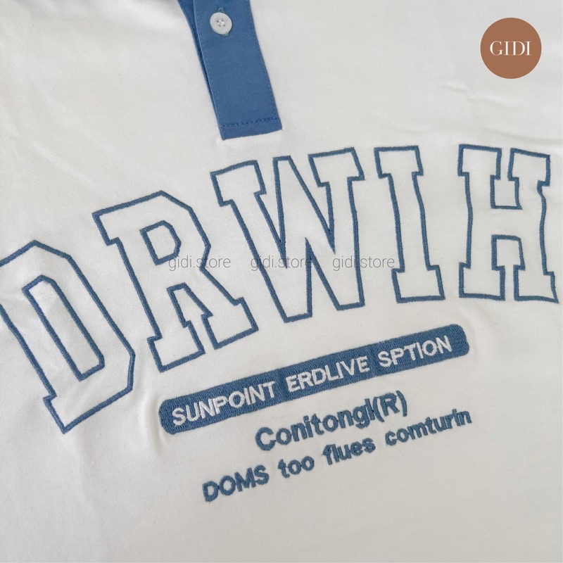 Áo Polo DR thêu chữ DRIDH Nam Nữ Unisex - áo thun có cổ form rộng OVESIZE tay lỡ thoáng mát - GIDI.