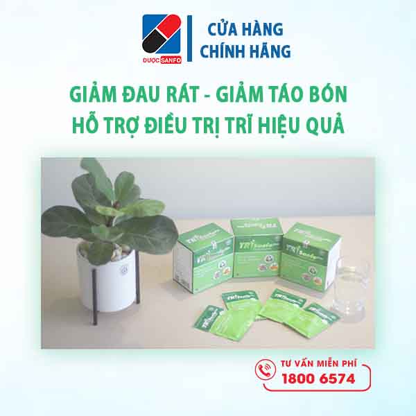 TriSanfo Plus - Dành cho người bị trĩ, táo bón, sa búi trĩ, chảy máu trĩ - Hộp 15 gói x 5g