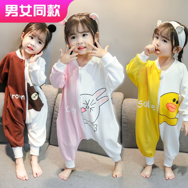 ✨Hàng Có Sẵn✨ Bộ Đồ Ngủ Liền Thân Bằng Chất Liệu Cotton Mỏng Thời Trang Xuân Thu Dành Cho Bé 01-2 - 3 Tuổi