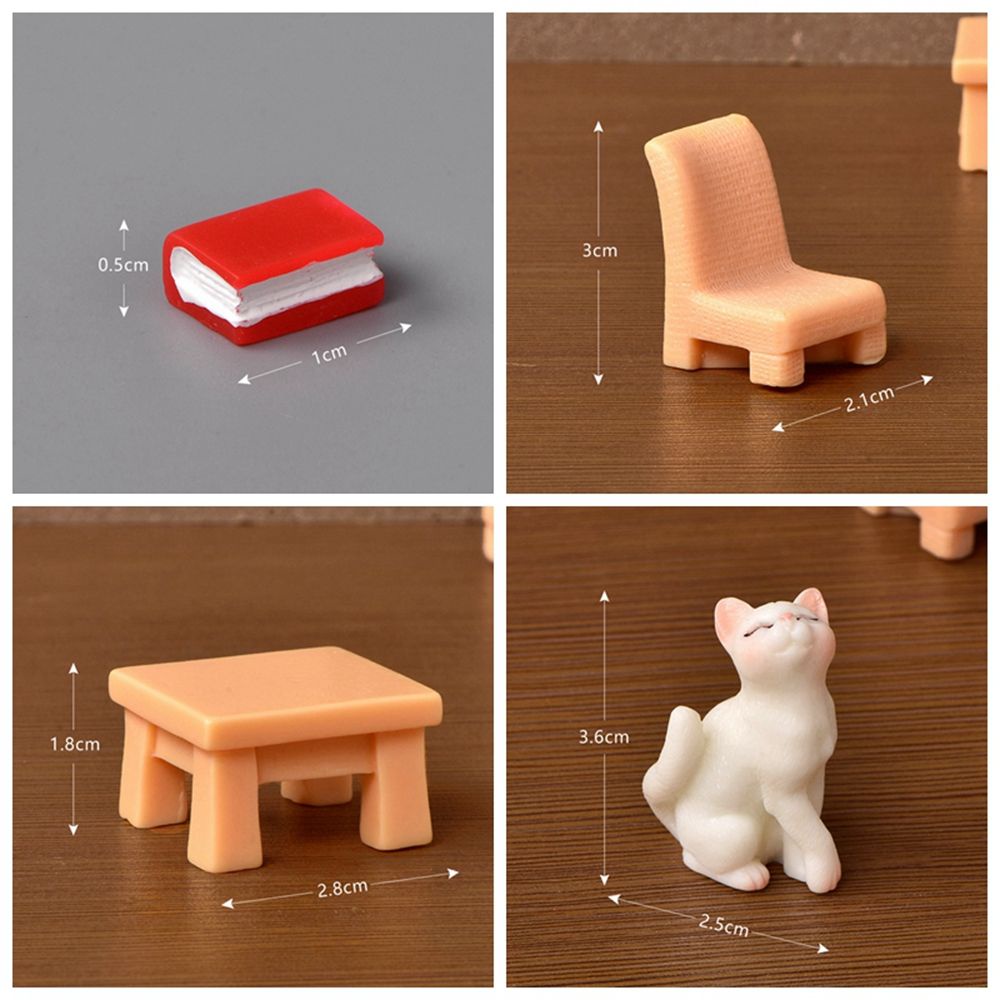 Mô hình mèo nhỏ nhắn bằng nhựa resin thủ công dùng trang trí tiểu cảnh/ nhà búp bê