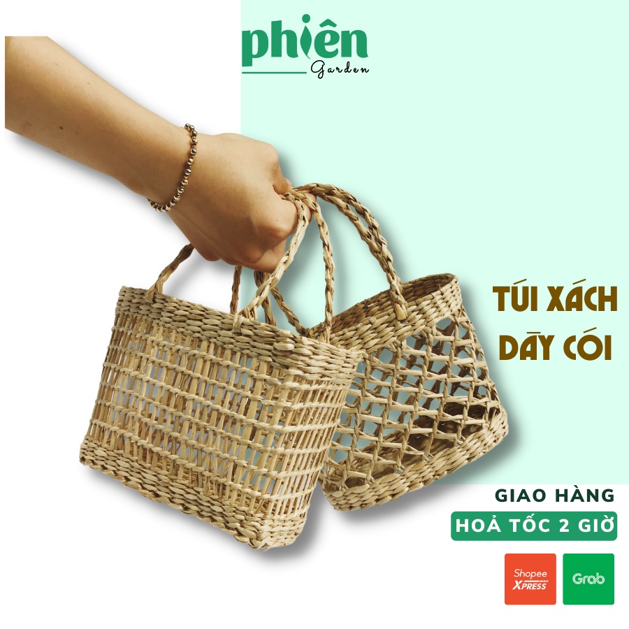 Túi xách đan đi biển loại 1, túi cói Size Mini