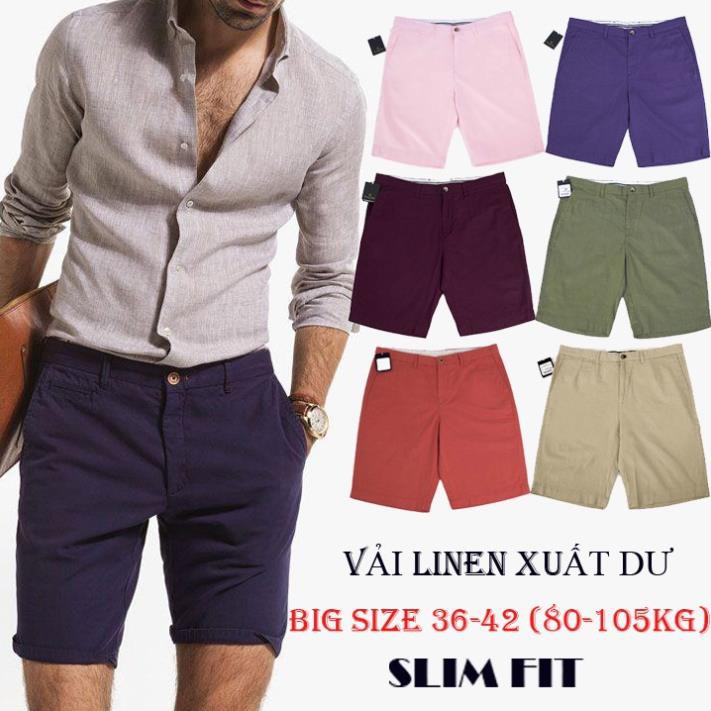 [Big Size 80 kg đến 105 kg] Quần Short Nam Vải Linen Hàng Xuất Dư  ྇ ✔