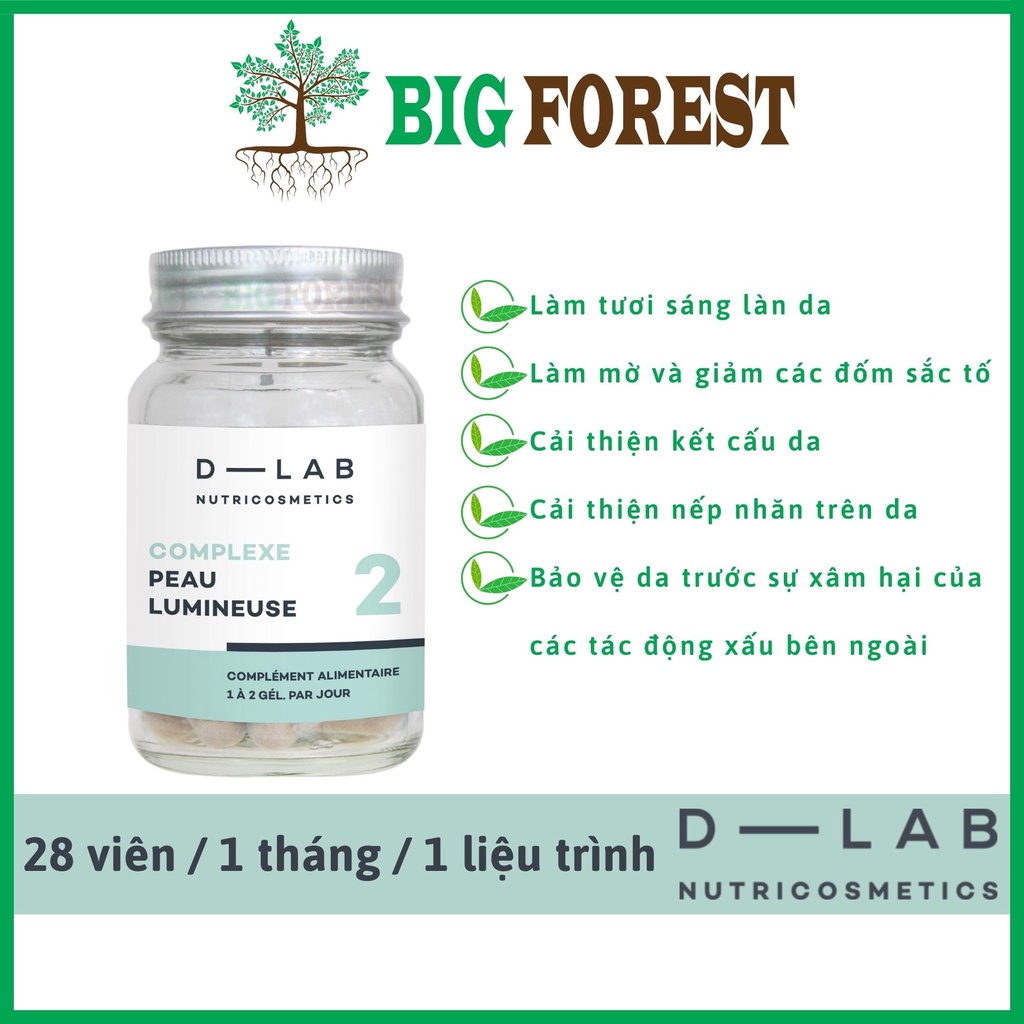 Viên uống Cải thiện da tổng hợp, tươi sáng làn da - Glowing Skin Complex - Complexe Peau Lumineuse [D-LAB Pháp]