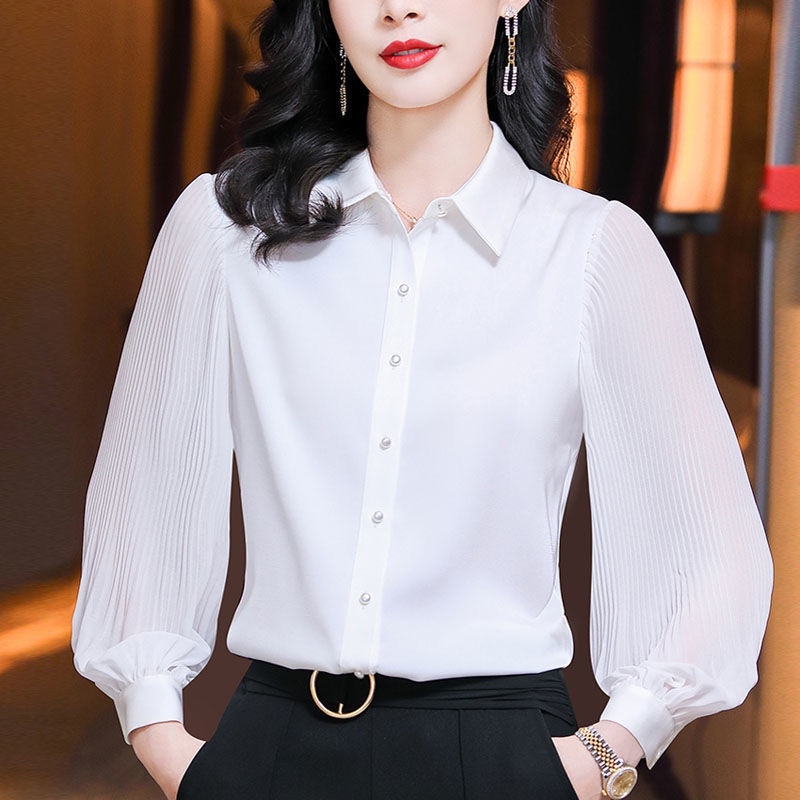 Áo Sơ Mi chiffon Đen Tay Dài Thời Trang Cho Nữ