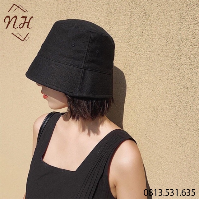 Mũ Nón bucket, tai bèo vành cụp form unisex nam nữ phong cách ulzang màu đen  - N22