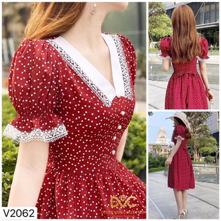 Đầm thiết kế chất voan hàn chấm bi dáng xòe nhẹ nhàng V2062