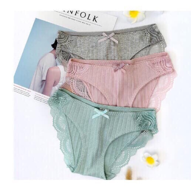 Combo 10 quần lót gân tăm phối ren