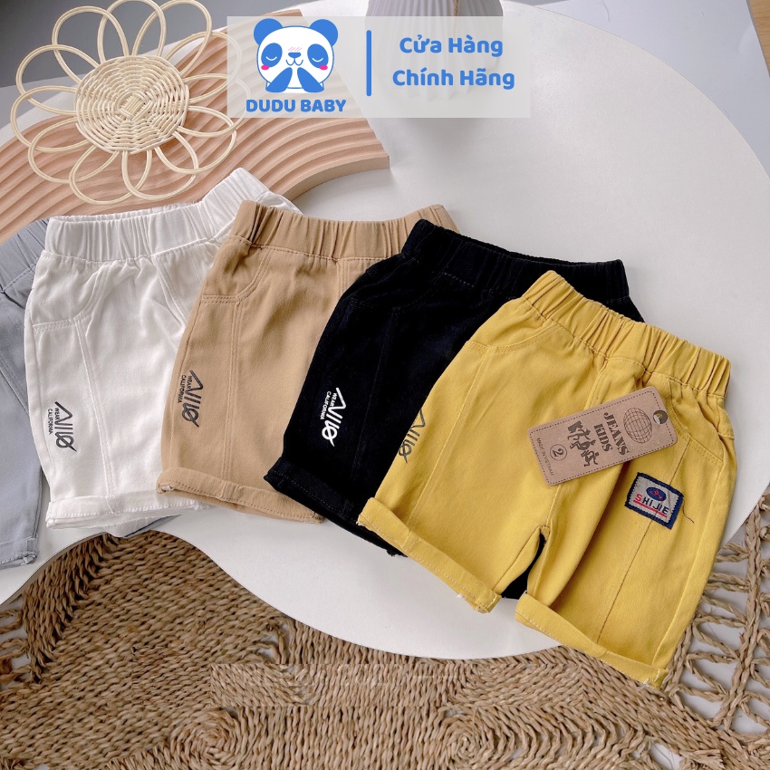 Quần đùi bé trai Dudu Baby quần lửng kaki mềm mịn cao cấp cho bé từ 8-10kg chất co dãn cực đẹp mẫu mới 2022