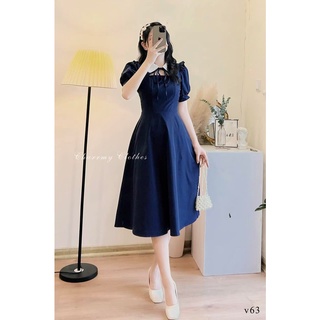 ĐẦM TIỂU THƯ DÀI CỔ SEN CỘT NƠ CỔ BIGSIZE