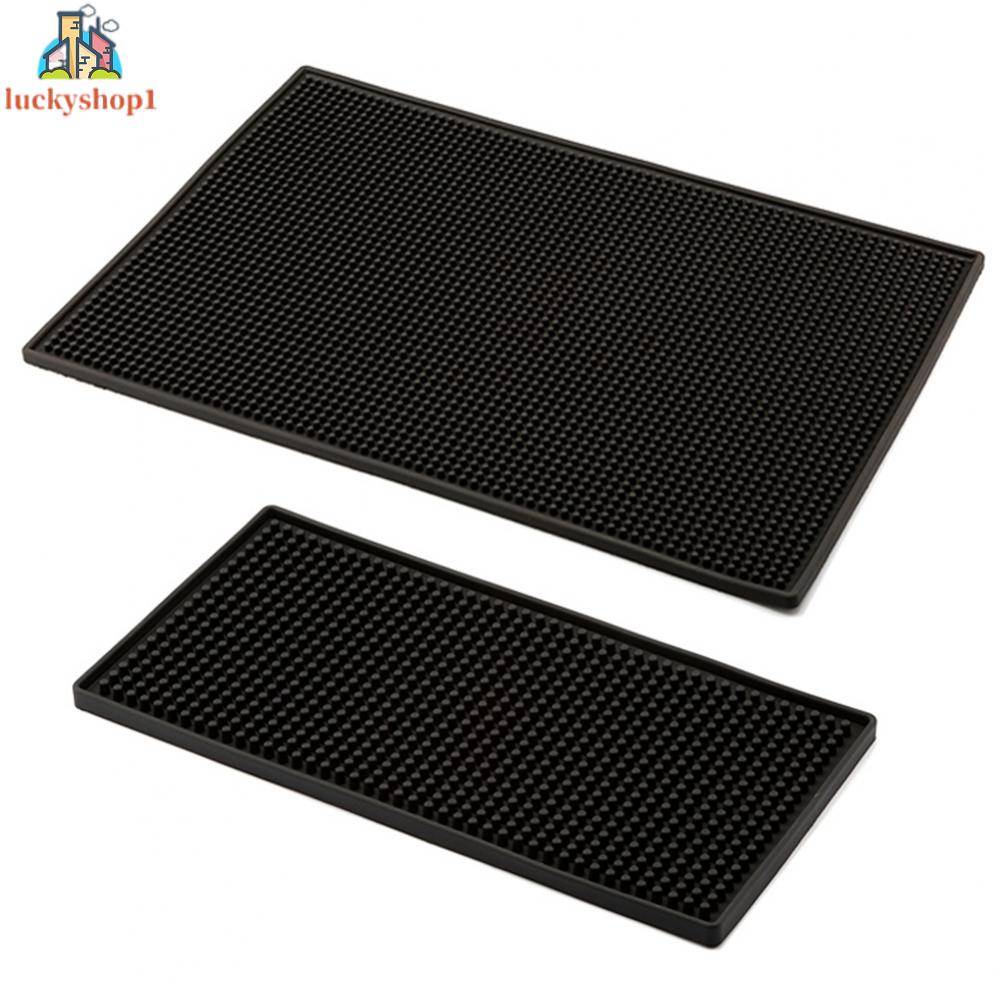 1 Miếng Lót Ly Bằng Cao Su PVC Dày Chống Trượt Màu Đen Hình Chữ Nhật