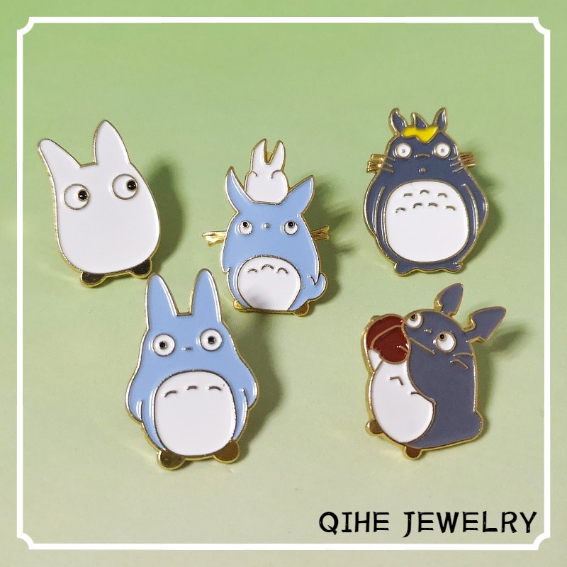 Ghim cài áo QIHE JEWELRY hình Totoro hoạt hình xinh xắn độc đáo