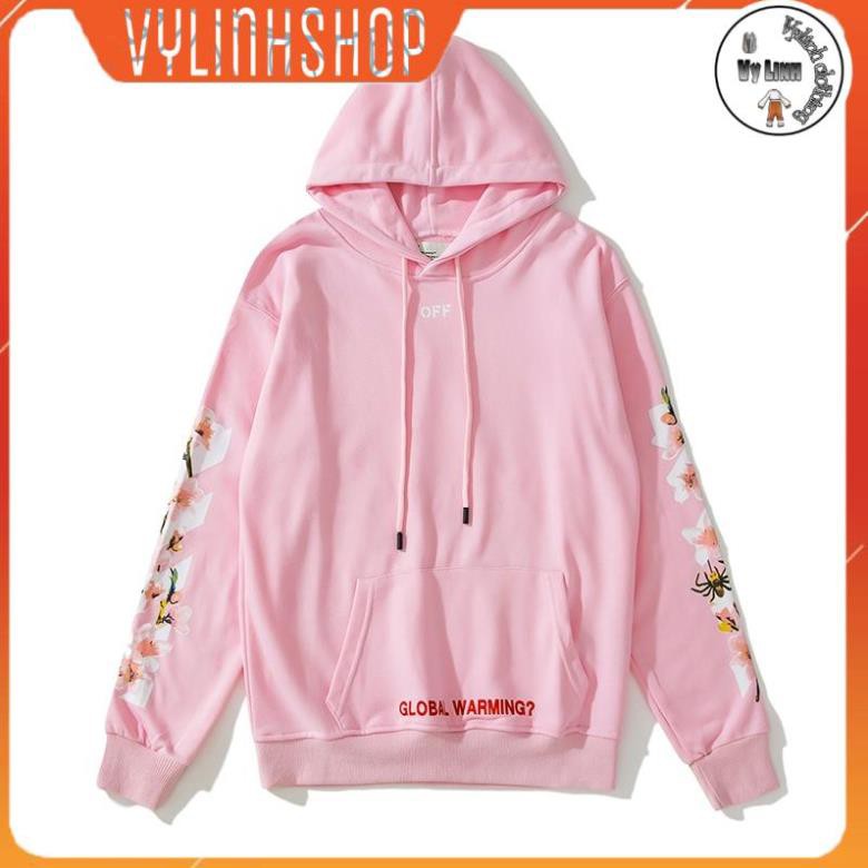 Áo nỉ nam nữ VYLINHSHOP  OFF WHITE Áo khoác hoodie tay dài in hình hoa anh đào