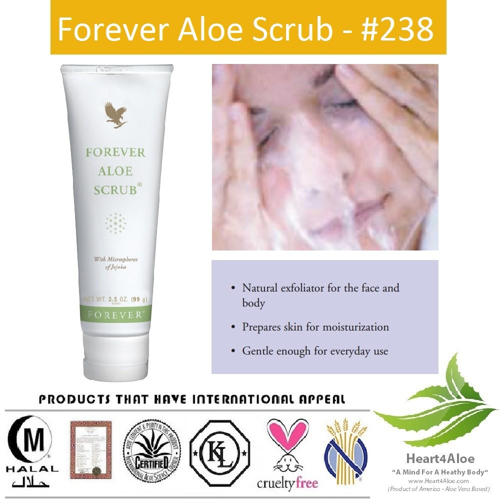 SỮA RỬA MẶT TẨY TẾ BÀO CHẾT Forever Aloe Scrub_238flp. Sản Phẩm Lô Hội.