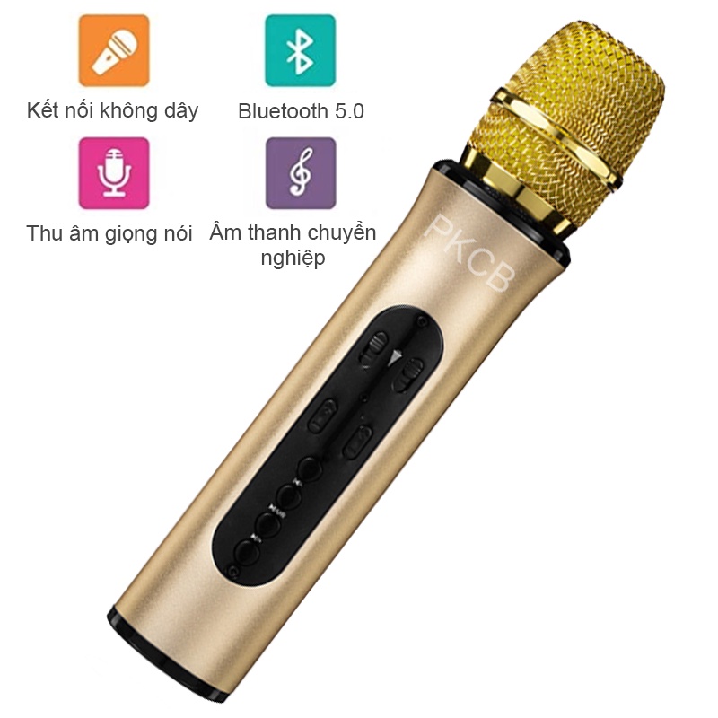 [Mã ELHACE giảm 4% đơn 300K] Mic Hát Nhạc Kiêm Loa Bluetooth Hát Karaoke Tại Nhà, Đi Du Lịch - Hàng Chính Hãng PKCB