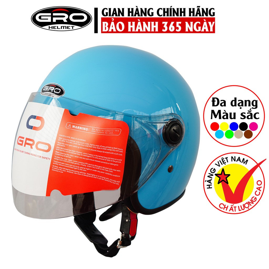 [Xả Kho Giá Gốc] Mũ Bảo Hiểm Gro cả đầu, có kính dài che cả mặt, kiểu dáng trẻ trung T818.kính dài - nhiều Màu