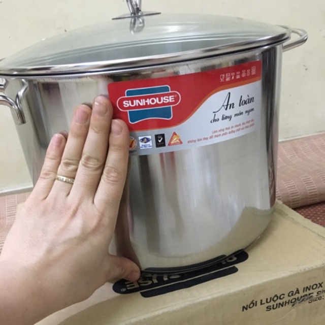 Nồi luộc gà inox 3 đáy Sunhouse SH28LG