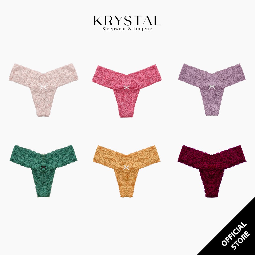 Quần lót ren lọt khe chữ T ren hoa hồng KRYSTAL KQT05