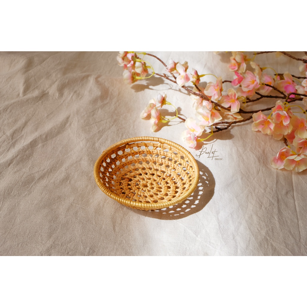 Đĩa mây, Lót ly mây tre đan phong cách Hàn Quốc - Rattan Coaster / Saucer / Dish