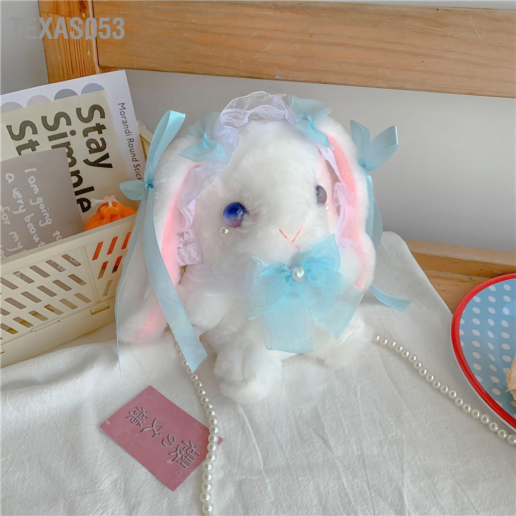 Hàng Sẵn Túi lông đeo chéo thỏ lolita cho nữ dễ thương Lông mịn hoạt hình sang trọng với dây đeo ngọc trai【Texas053】