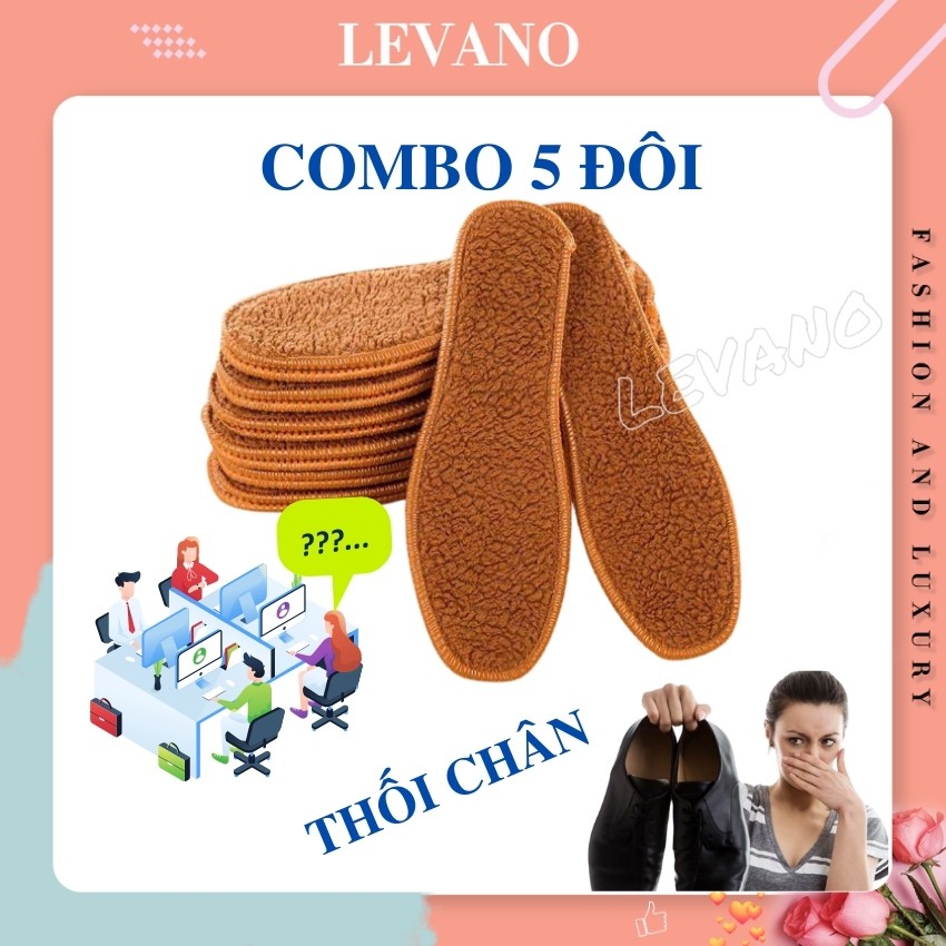 Lót giày nam nữ lông cừu siêu nhẹ LEVANO  êm chân hút ẩm nâng cao gót khắc phục thối chân Văn Phòng CB5L001