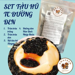 Set tàu hũ trân châu đường đen SNACKIN, kèm công thức tự nấu độc quyền, ăn vặt Hà Nội