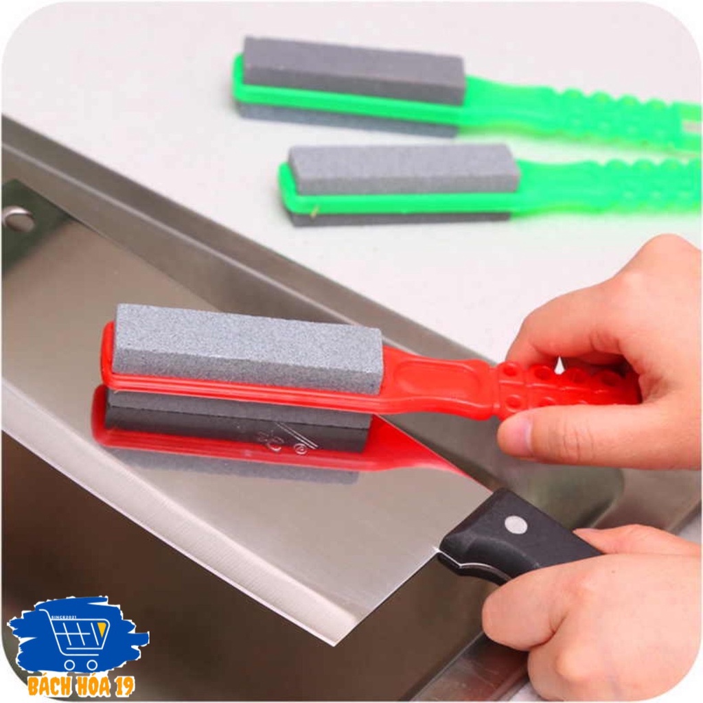 💥GIÁ HỦY DIỆT💥 Đá mài dao 2 mặt có cán nhựa cầm tay 12 cm có móc treo