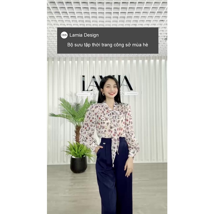 Quần âu nữ Lamia Design LQ055 màu xanh than viền trắng