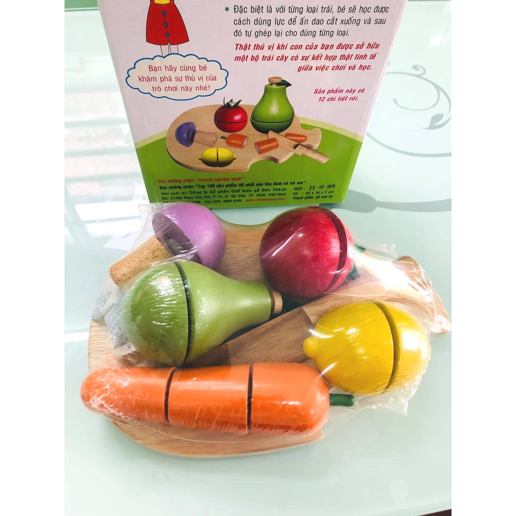 Đồ chơi cắt trái cây cho bé | Đồ chơi cắt trái cây rau củ quả 5 loại bằng gỗ