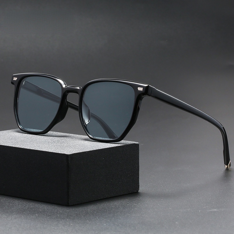 (HENGHA) Kính Mát Hình Vuông Màu Đen Đa Giác Thời Trang Cổ Điển Che Nắng