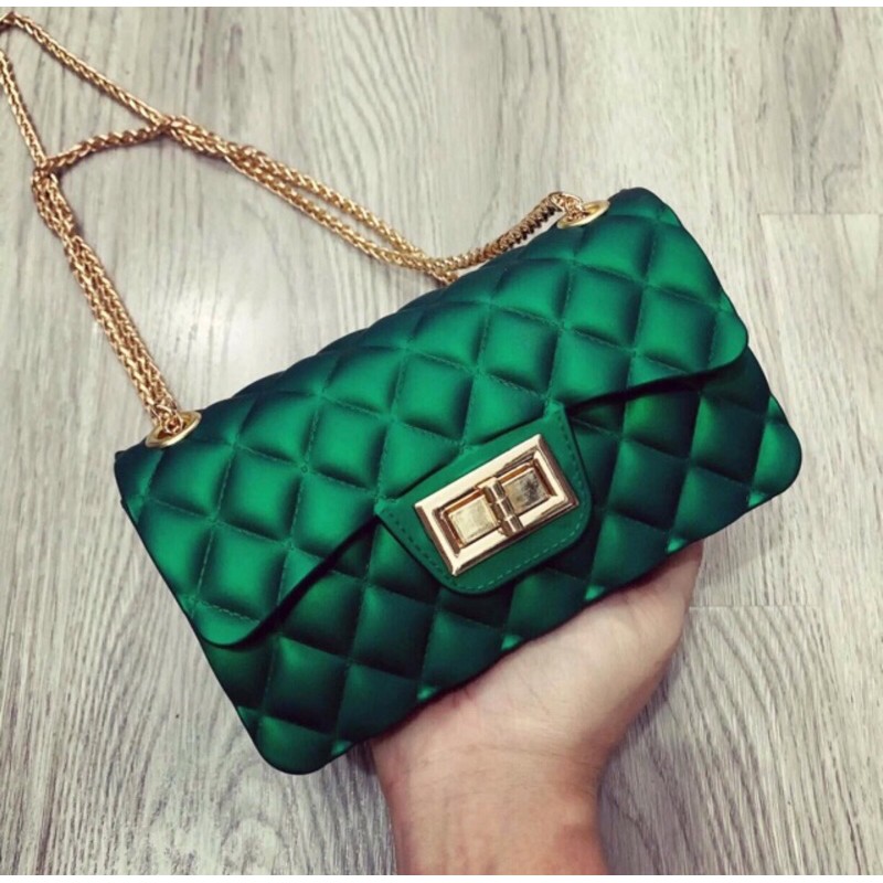 Túi đeo chéo silicon nhựa hàng QC cầm nặng tay