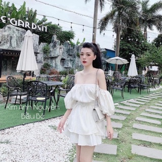Áo trễ vai lụa kèm đai