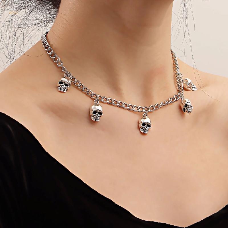 Vòng cổ Hợp Kim Phối Mặt Hình Đầu Lâu Cá Tính