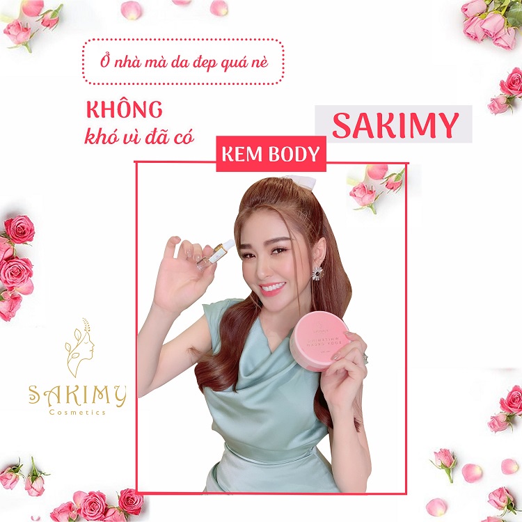 Kem dưỡng trắng da body Sakimy 200gr tặng 1 chai serum kích trắng và 1 cây son kem Sakimy hàng chính hãng. | BigBuy360 - bigbuy360.vn