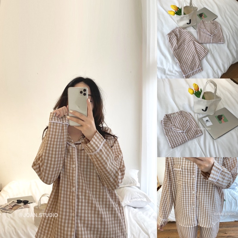 LONG CARO PYJAMA Đồ Ngủ Nữ, Đồ Mặc Ở Nhà Chất Kate Bộ Dài