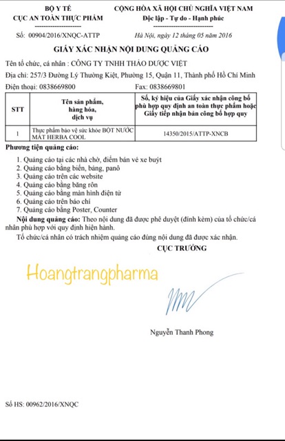 10 HỘP BỘT NƯỚC MÁT HERBA COOL